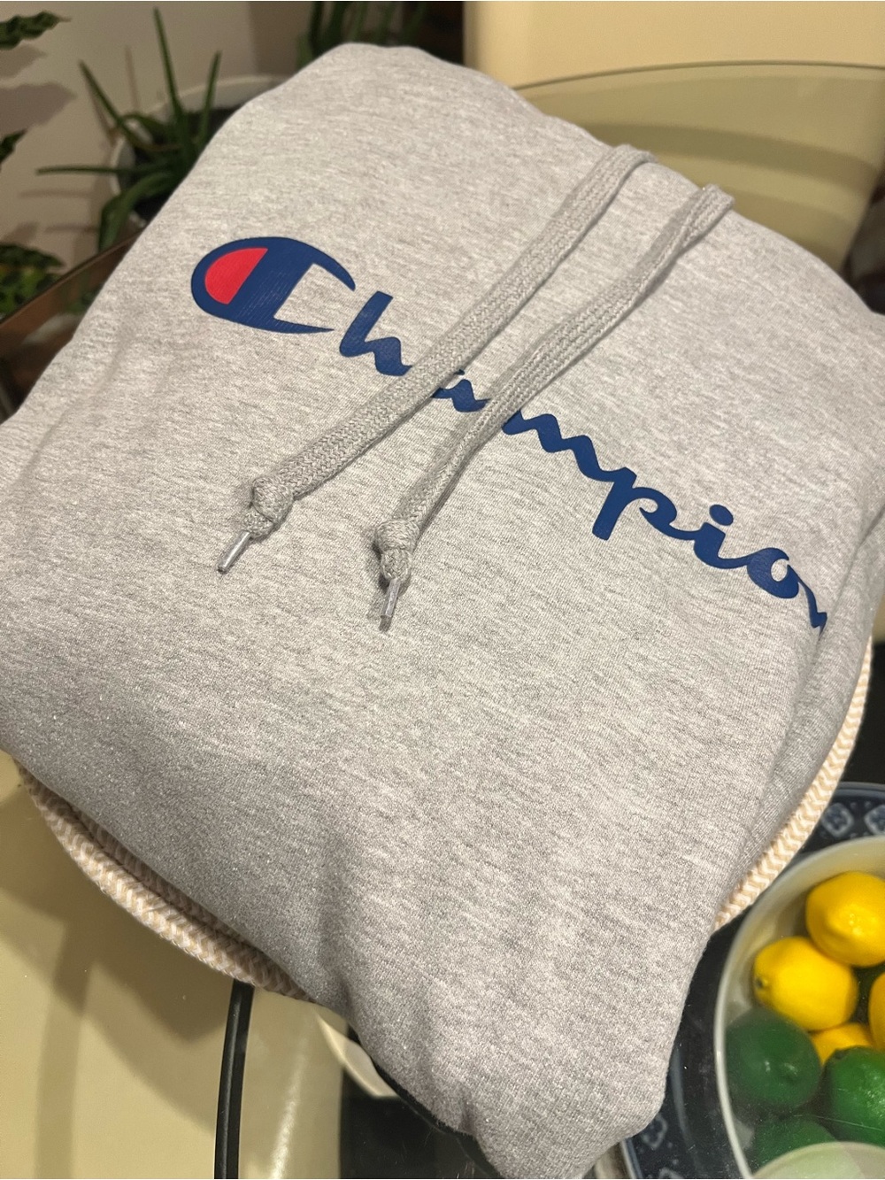 Men's 3XL Champion Gray Hoodie with Script Logo